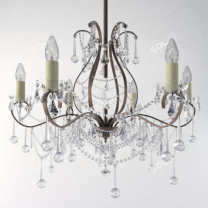 Elegant Contessa Suspended Chandelier 3D model image 1