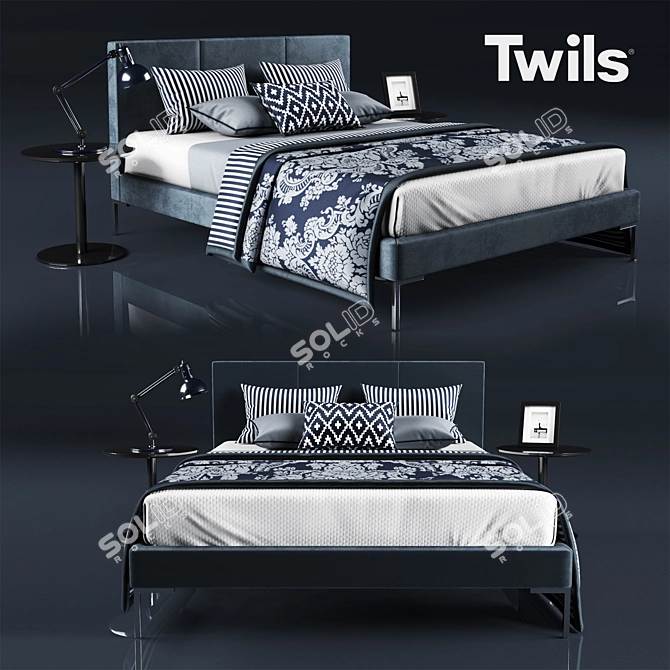 Luxurious Twils Bed 3D model image 1