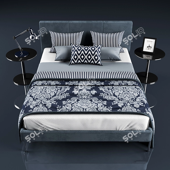 Luxurious Twils Bed 3D model image 2