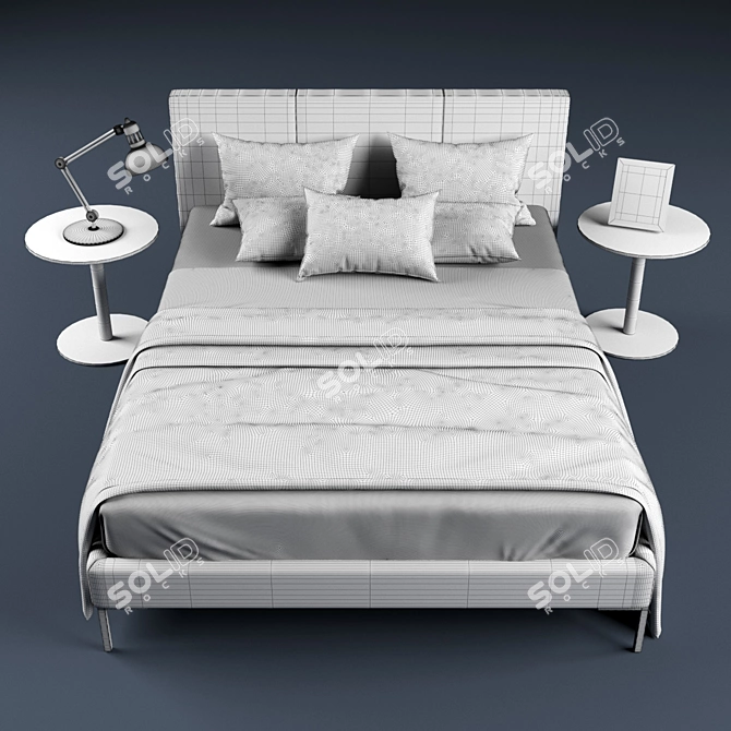 Luxurious Twils Bed 3D model image 3