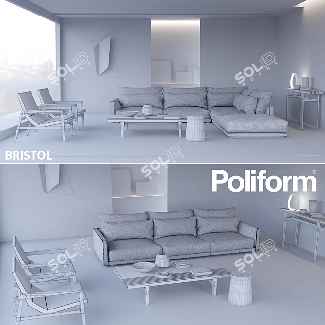 Poliform Bristol Furniture Set 3D model image 3