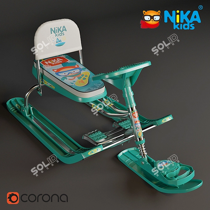 Nika Kids Foldable Sled "Timka-Sport 4 with Backrest 3D model image 1