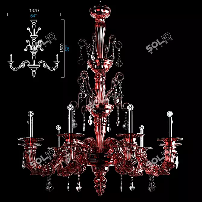 Elegant Baikal Chandelier by Barovier 3D model image 1