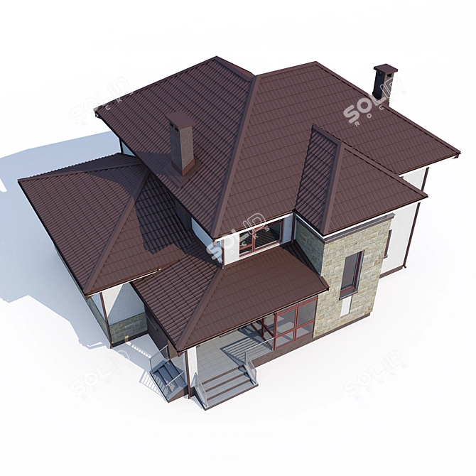 Modern Private House V74 3D model image 3