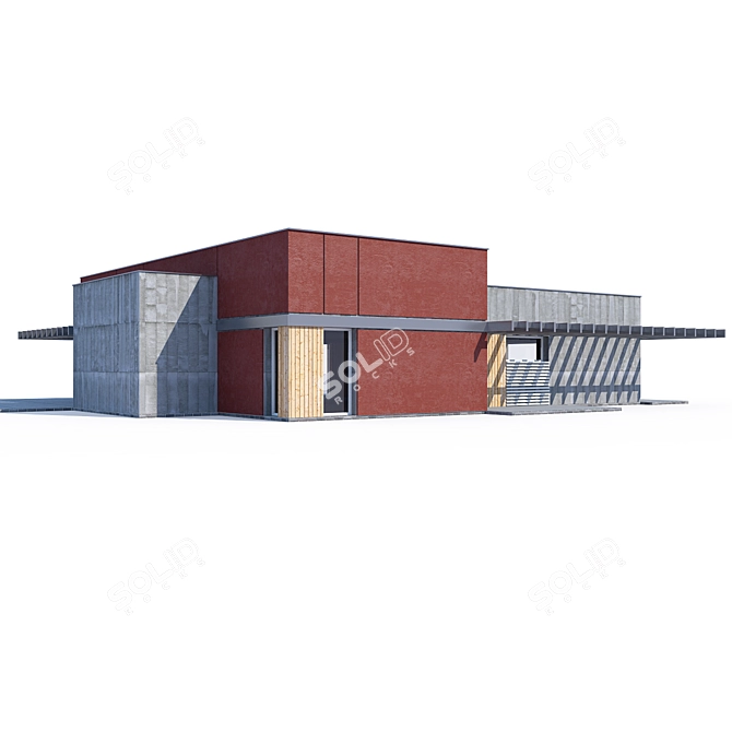 Modern Private Home Design 3D model image 1