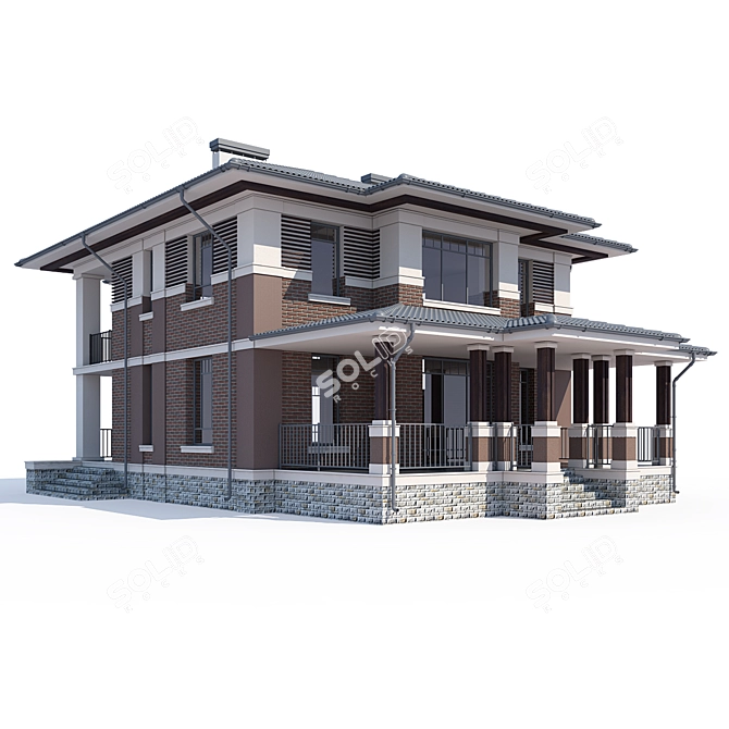 Modern Individual House Project 3D model image 1