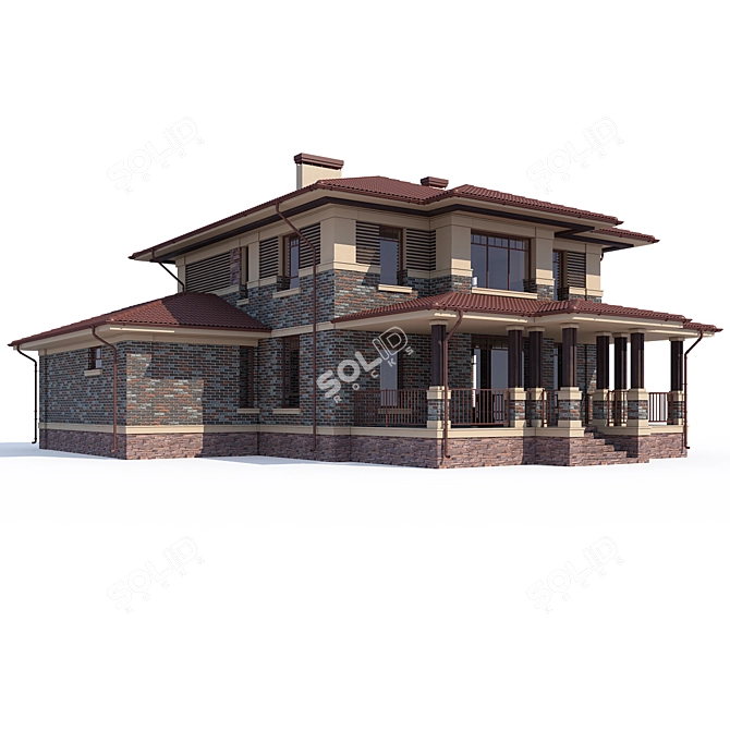 Modern Private House Design Kit 3D model image 1