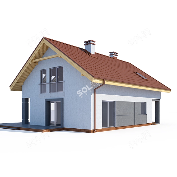 Modern Private House Design Kit 3D model image 1