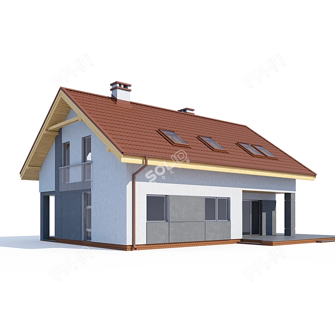 Modern Private House Design Kit 3D model image 2