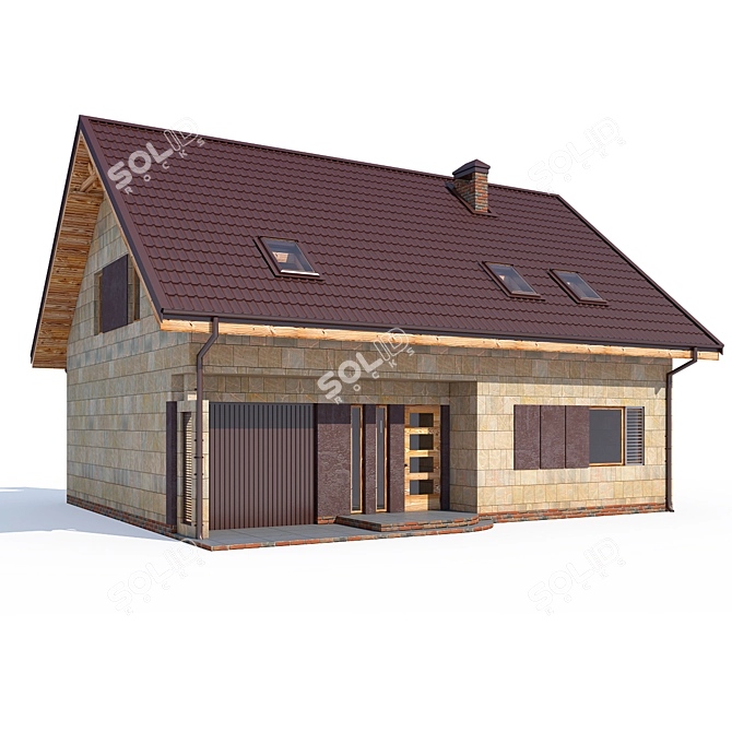 Modern Private House Design Kit 3D model image 1