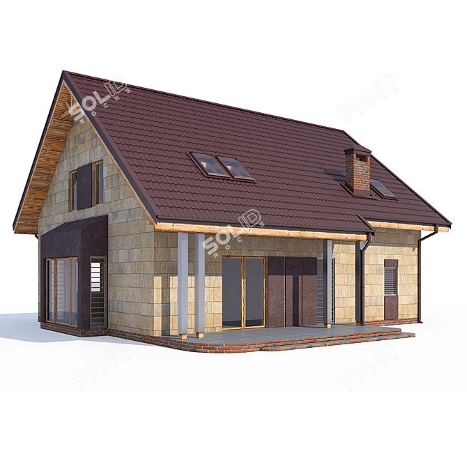 Modern Private House Design Kit 3D model image 2