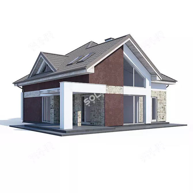 Modern Architectural House Rendering 3D model image 1