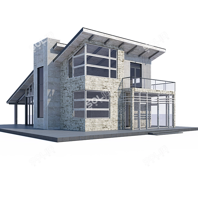 Modern Private House Design Kit 3D model image 1