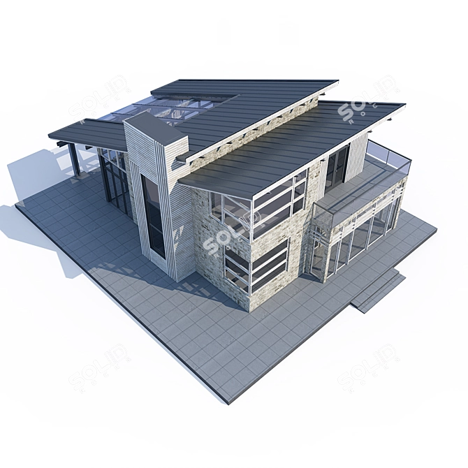 Modern Private House Design Kit 3D model image 3