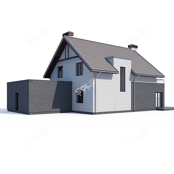 Modern Private House with Textures & Materials 3D model image 2