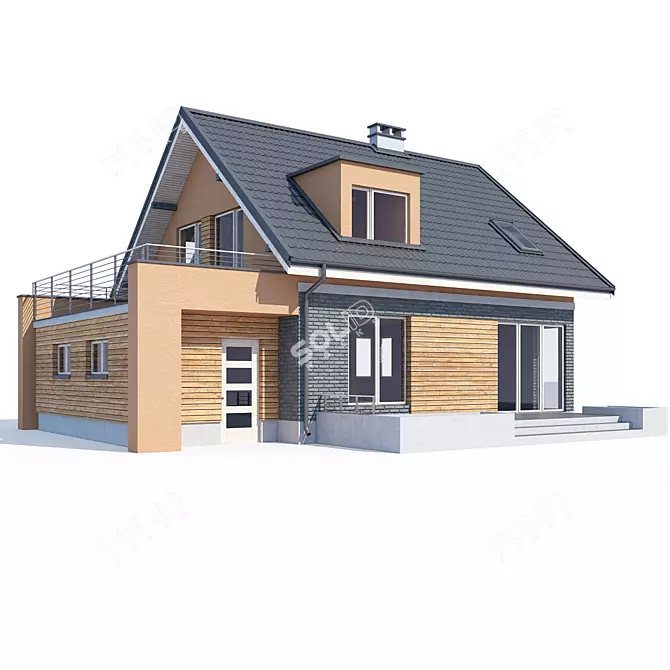 Modern Private House Design Kit 3D model image 1