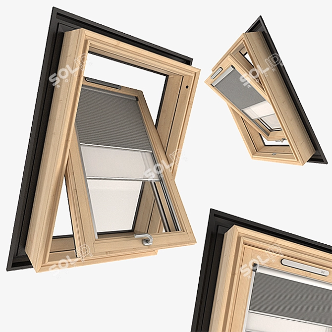 VELUX GZL Roof Window: 180° Rotation, Easy Cleaning, Ventilation, Adjustable Blinds 3D model image 3