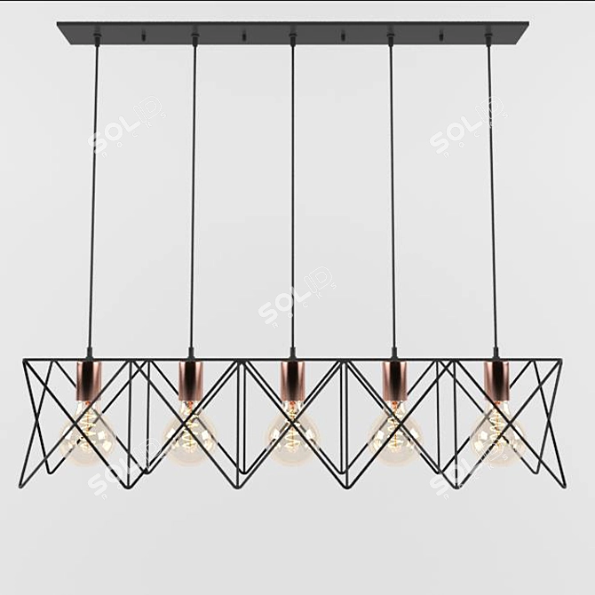 Vintage Black Pendant Light 3D model image 1