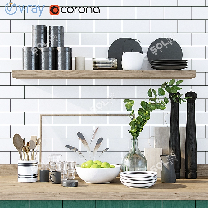 Essential Kitchen Set: Convenient & Stylish 3D model image 1