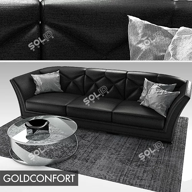 Luxury Goldconfort Vanity Sofa & Roche Bobois Lingotto Coffee Table 3D model image 1