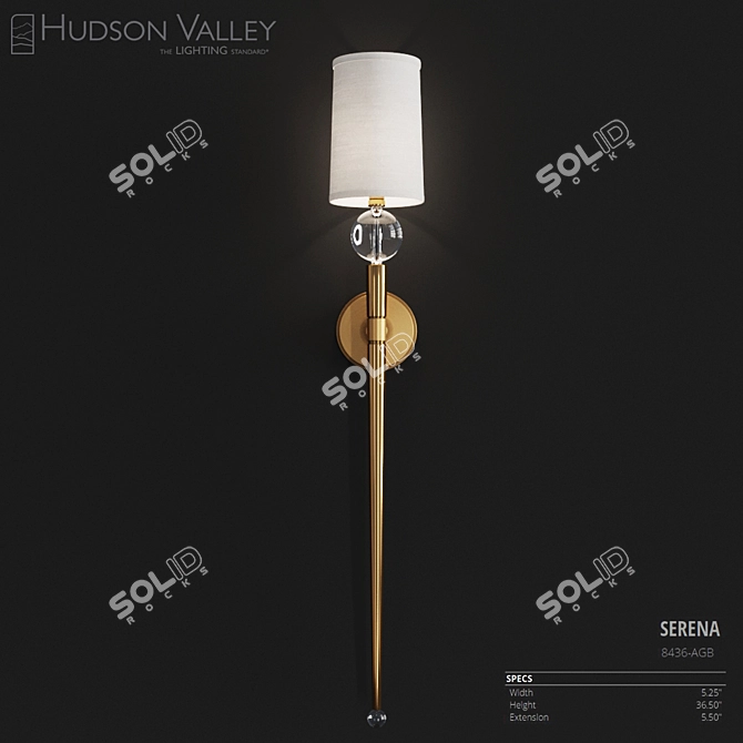 Elegant Hudson Brass Sconce 3D model image 1