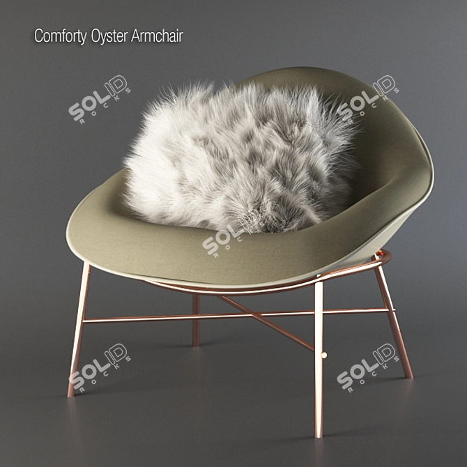 Elegant Oyster Armchair: Luxurious Comfort in Compact Design 3D model image 1