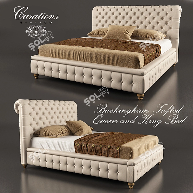 Classic Chesterfield Tufted Bed 3D model image 1