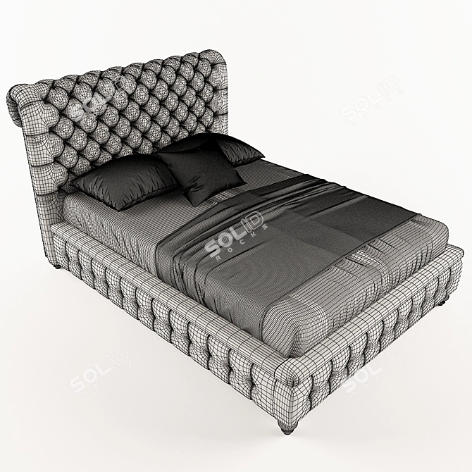 Classic Chesterfield Tufted Bed 3D model image 2