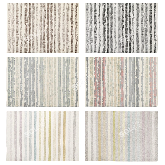 Stylish Striped Rugs: Benuta Justin Collection 3D model image 2