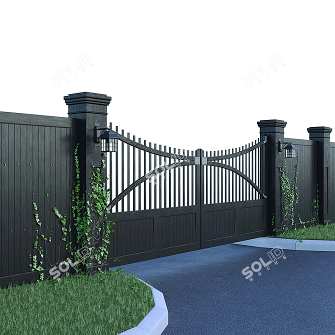 Exterior Essentials Set: Gates, Fence, Lighting 3D model image 1