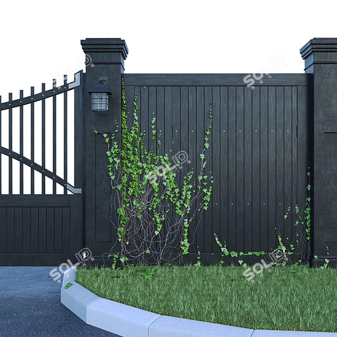 Exterior Essentials Set: Gates, Fence, Lighting 3D model image 2