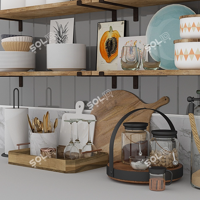 Stylish Kitchen Decor Set 3D model image 3