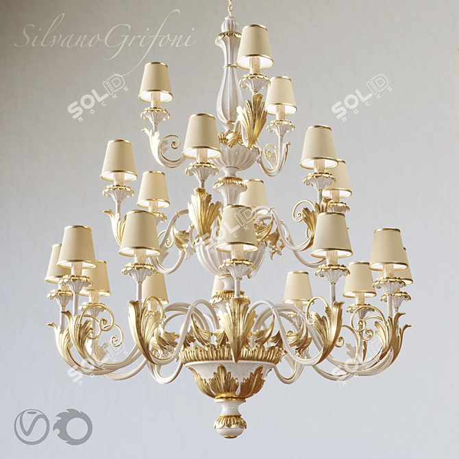 Chic Silvano Grifoni Chandelier - 21 Lamp Design 3D model image 1