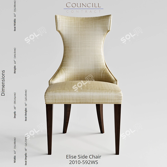Elegant Elise Side Chair 3D model image 1
