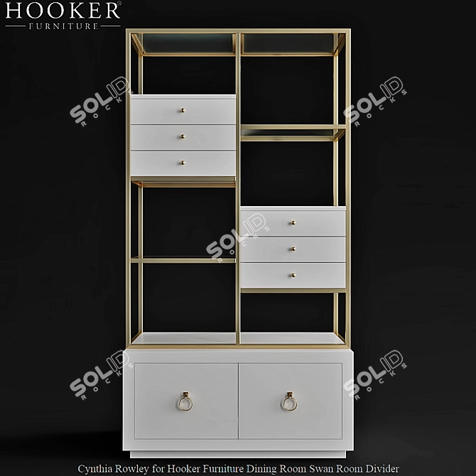 Elegant Swan Room Divider 3D model image 1