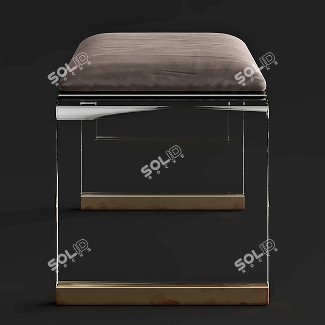 Elegant Gray Velvet Brynn Stool 3D model image 2