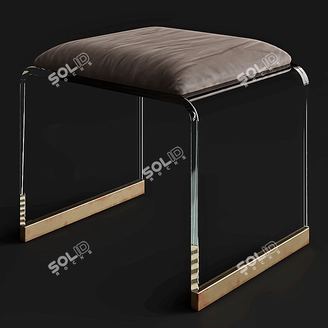Elegant Gray Velvet Brynn Stool 3D model image 3