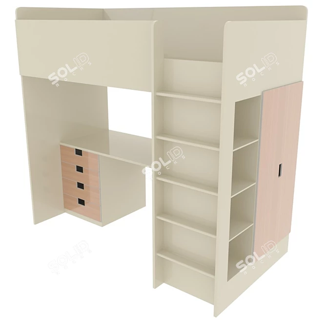 Modern STUVA Loft Bed: Space-Saving Sleep Solution 3D model image 1