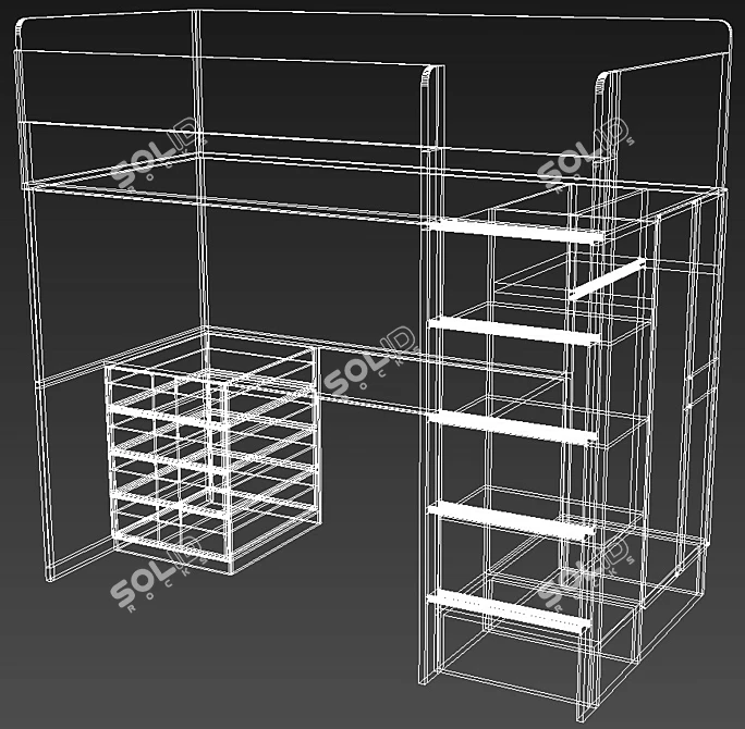 Modern STUVA Loft Bed: Space-Saving Sleep Solution 3D model image 3