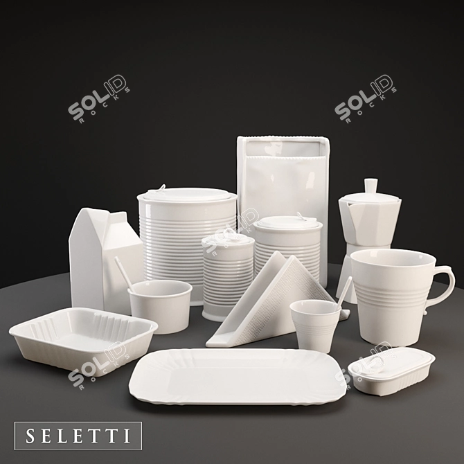 Seletti Porcelain Dish Set 3D model image 1