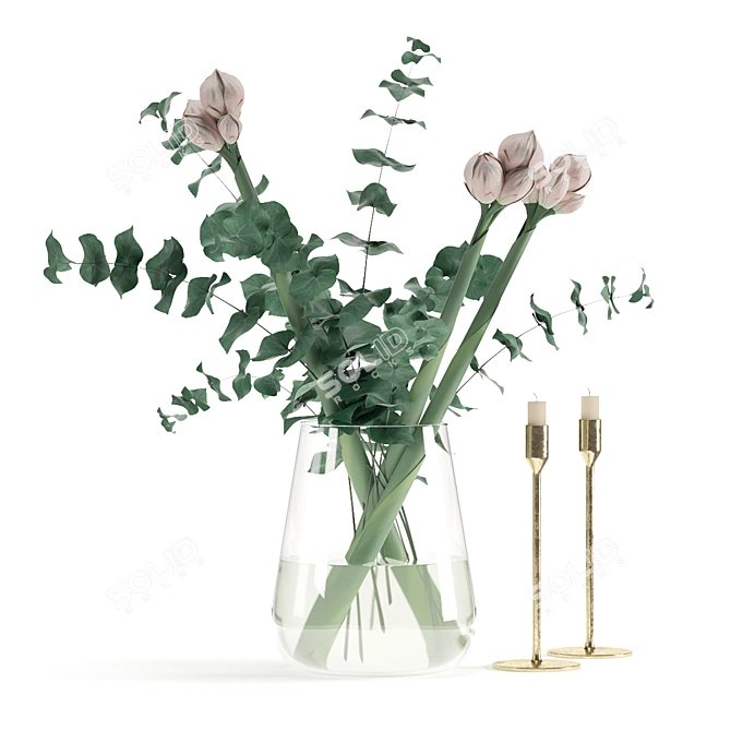 Elegant Blooming Vase 3D model image 1