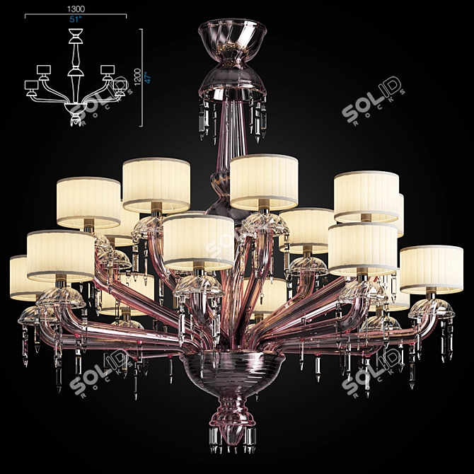 Elegant Barovier&Toso Chandelier 3D model image 1