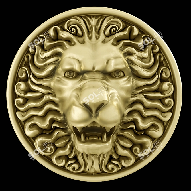 Regal Lion Head Decor 3D model image 1