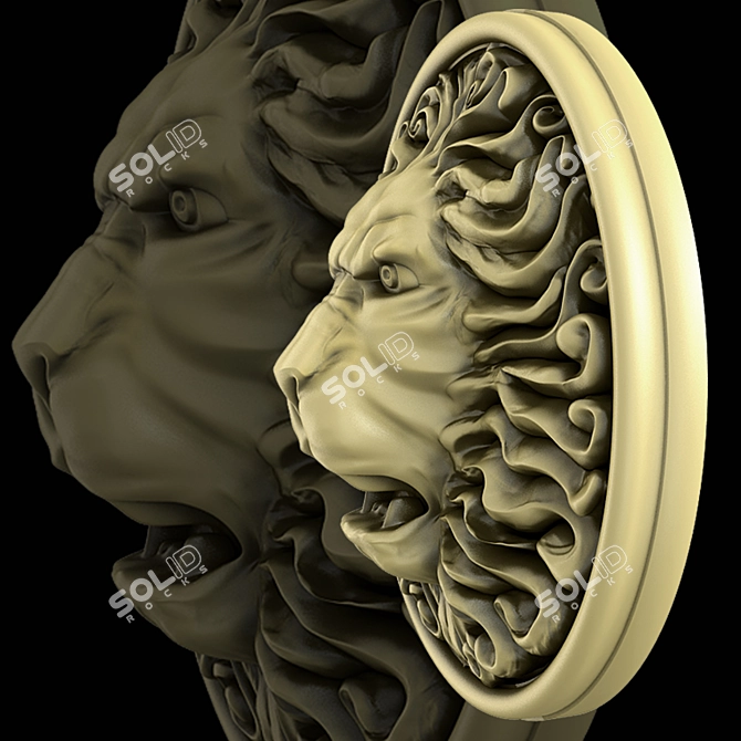 Regal Lion Head Decor 3D model image 2