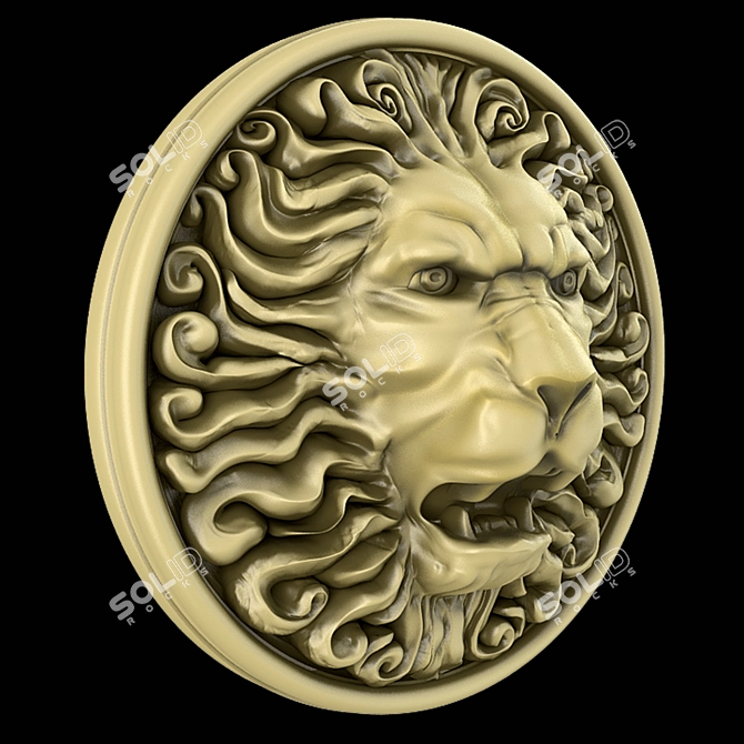 Regal Lion Head Decor 3D model image 3