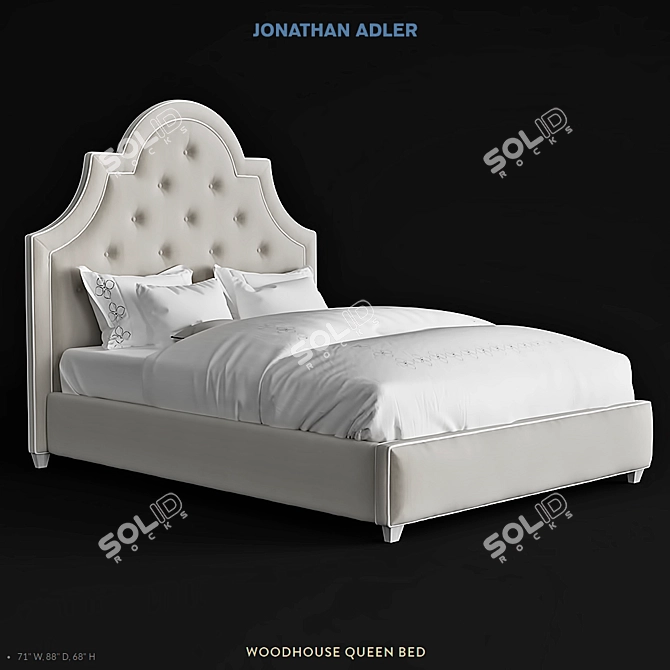 Modern Elegance: Adler Queen Bed 3D model image 1
