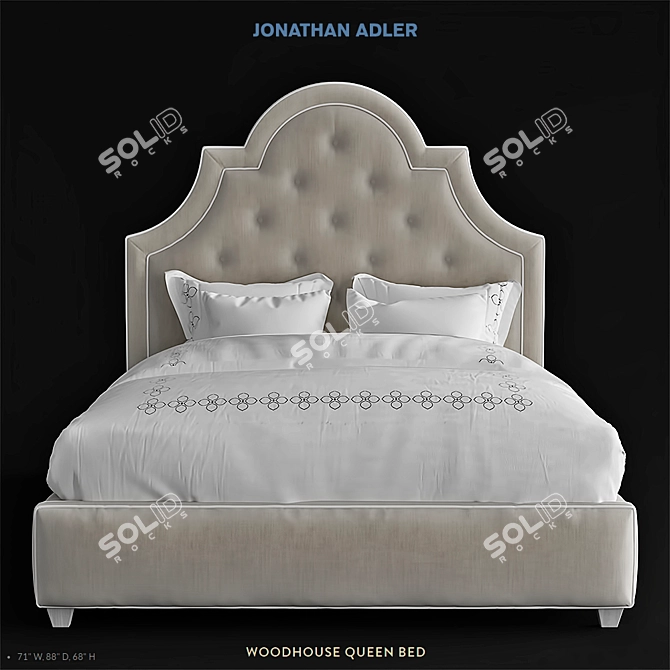 Modern Elegance: Adler Queen Bed 3D model image 2