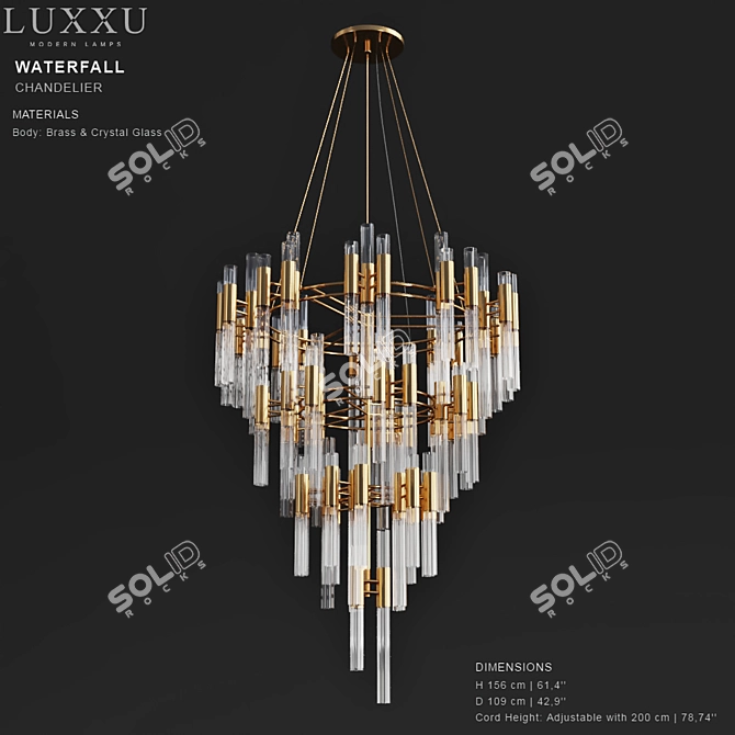 Elegant Waterfall Chandelier 3D model image 1