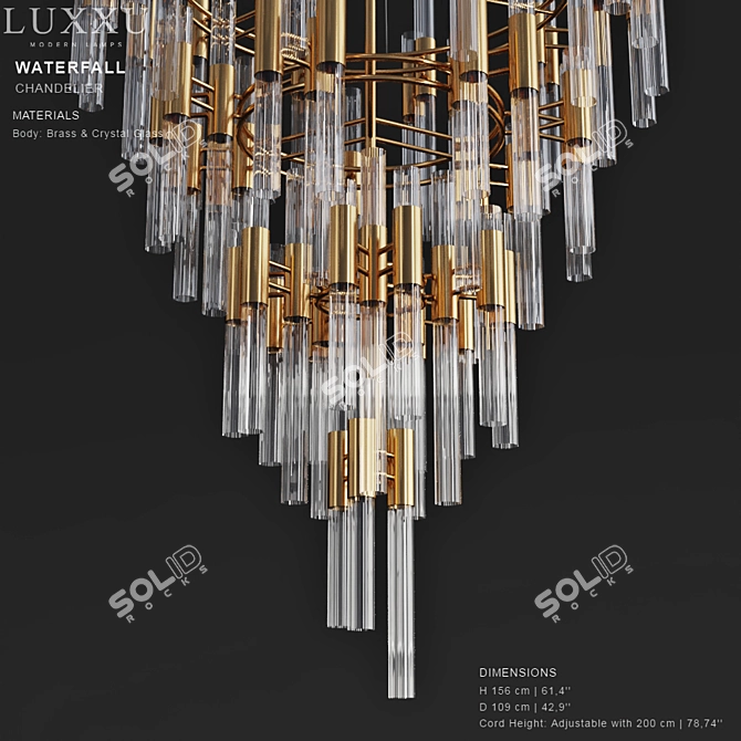 Elegant Waterfall Chandelier 3D model image 3
