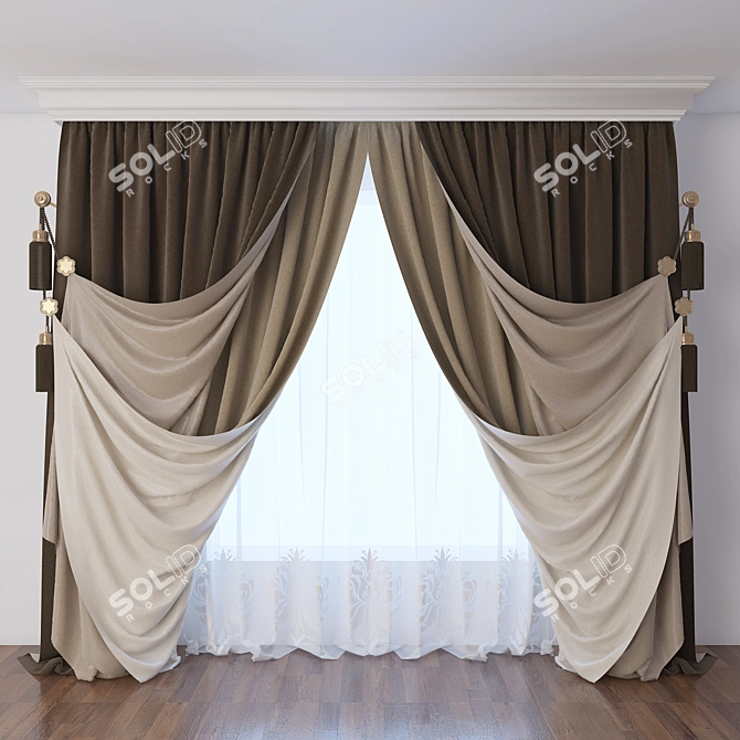 Modern Curtain: 3D Model 3D model image 1